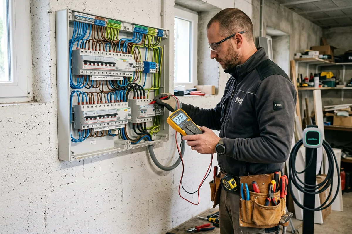 Raccordement électrique sécurisé avant pose de borne de recharge à Sentheim